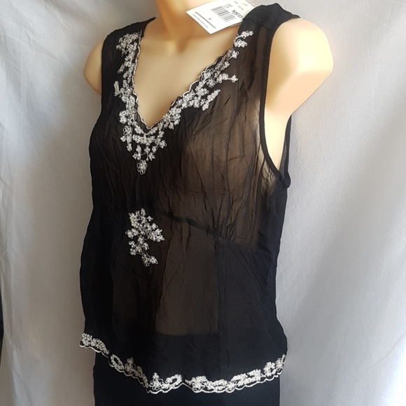 NWT Cabi Black& White embroidred blouse size M - Picture 4 of 7